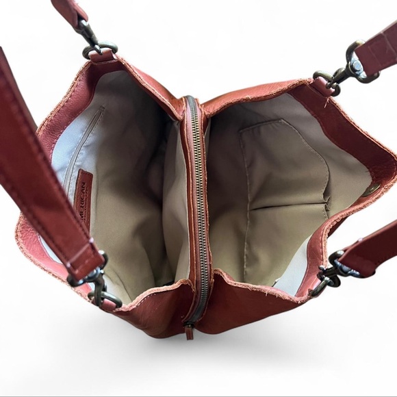 American Leather Co. Austin Triple Entry Bucket Hobo Bag in Brandy Brown - Picture 4 of 5